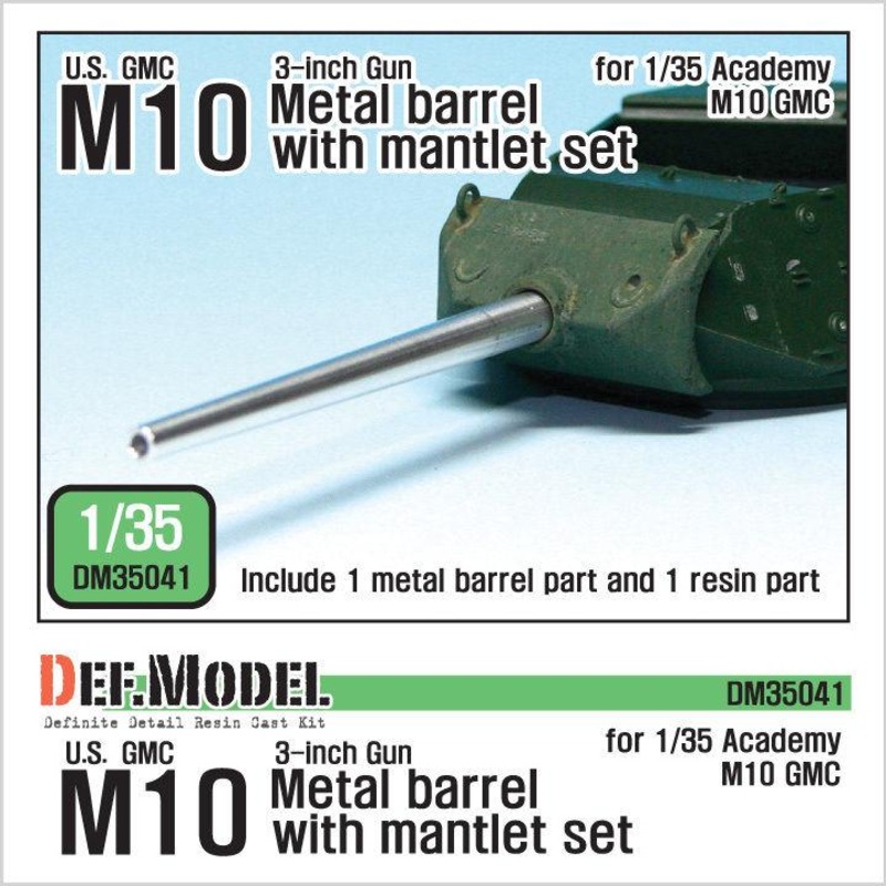 US M10 3-inch Gun Metal barrel with mantlet set for 1/35 Academy )