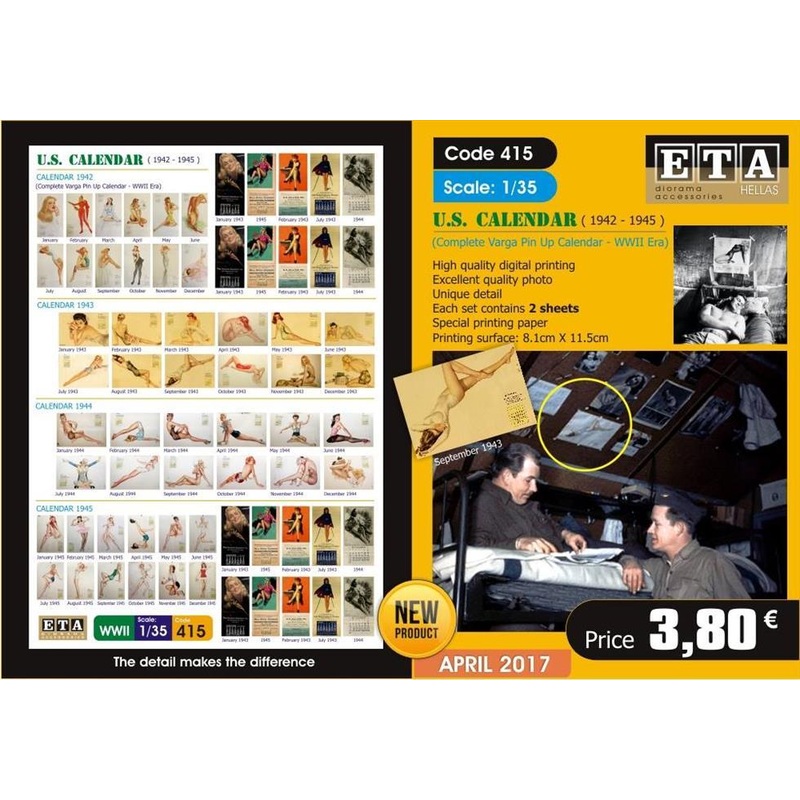 World War II U.S. Calendar- 1/35 scale