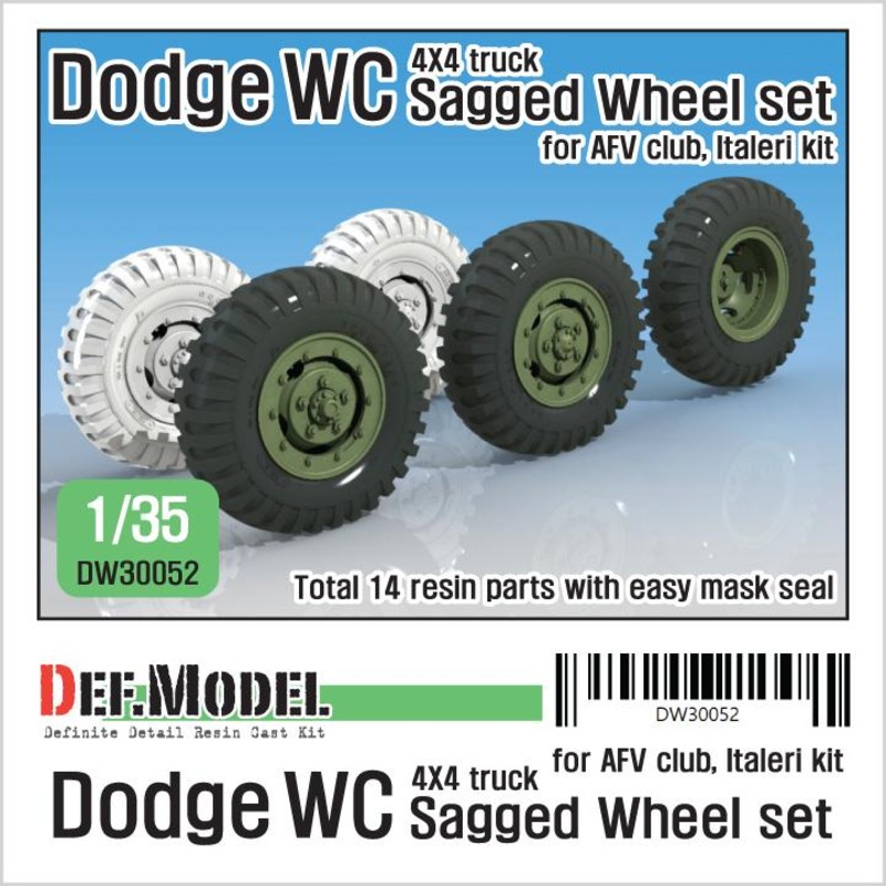 WW2 U.S Dodge WC 4X4 Sagged wheel set (for AFV club, Italeri 1/35)