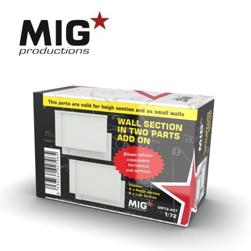 WALL SECTION IN TWO PARTS ADD ON 1/72 scale resin model kit