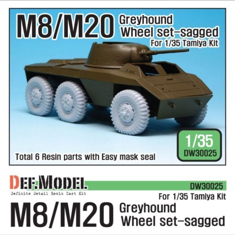 WW2 U.S. M8/M20 Greyhound Sagged Wheel set (for Tamiya 1/35)
