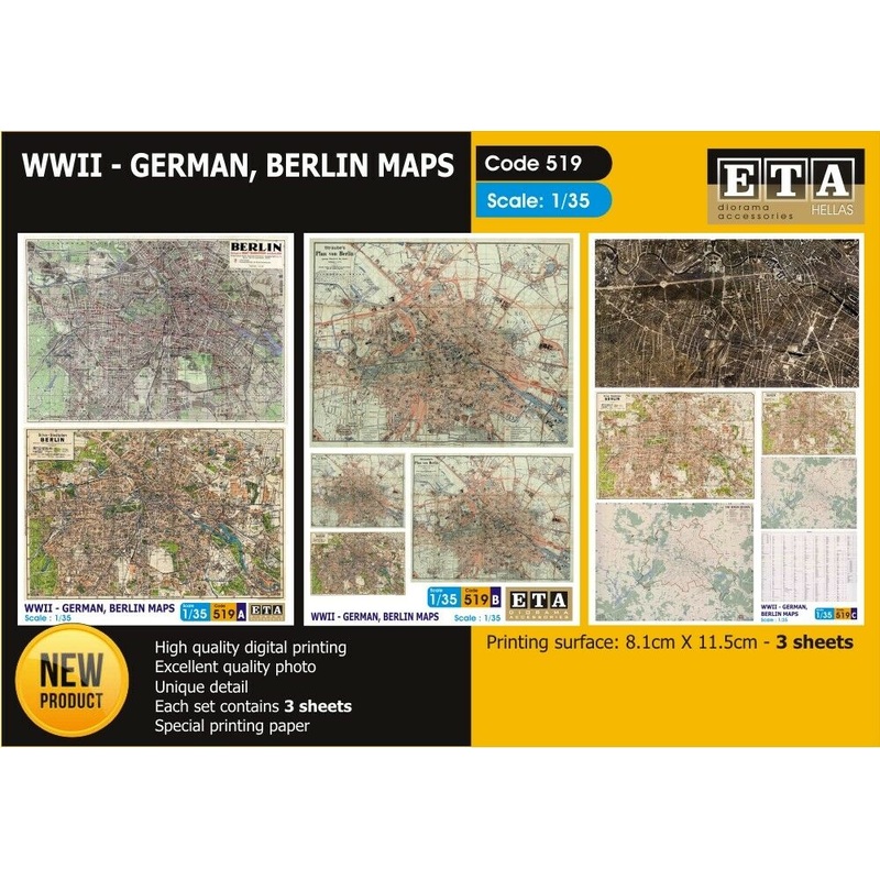 WWII- GERMAN, BERLIN MAPS Suit scales 1/35, 1/32, 1/24, 1/16