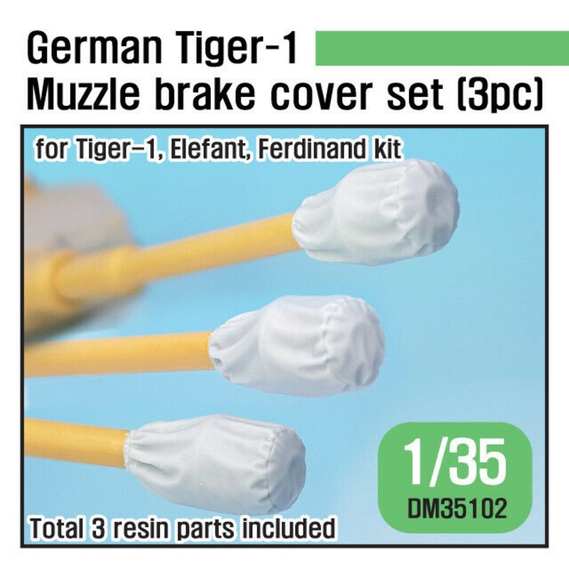 WWII German Tiger-1 Muzzle brake canvas cover set (3pc) ( for 1/35 Tiger-1 kit)