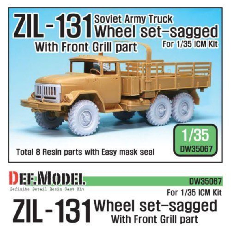 ZIL-131 Sagged wheel set with Correct Grill parts (for ICM 1/35)
