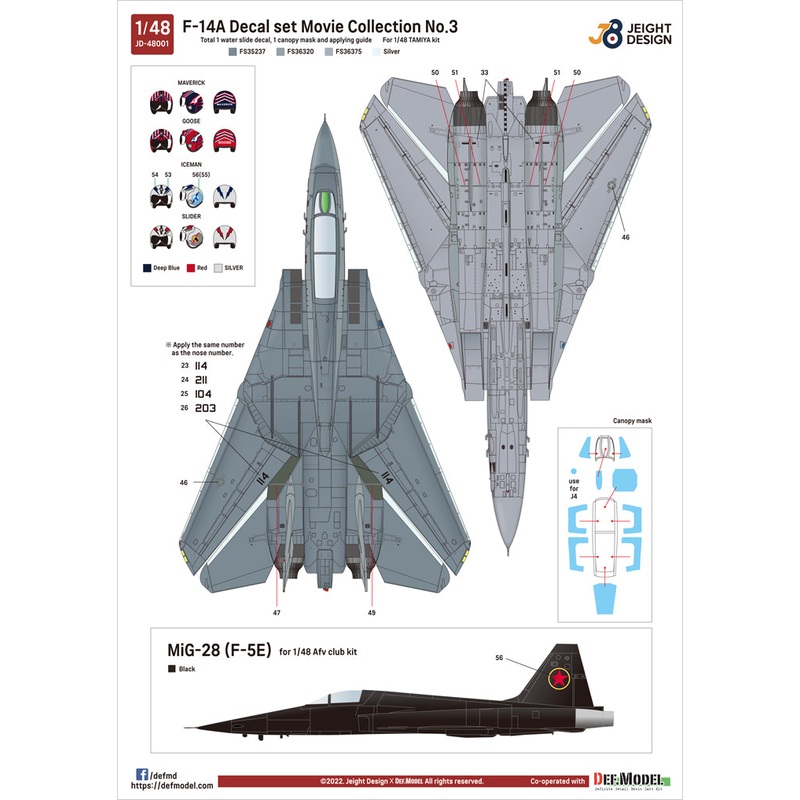 JEIGHT design 1/48 F-14A Tomcat 1/48 Decal set – Movie Collection No.3