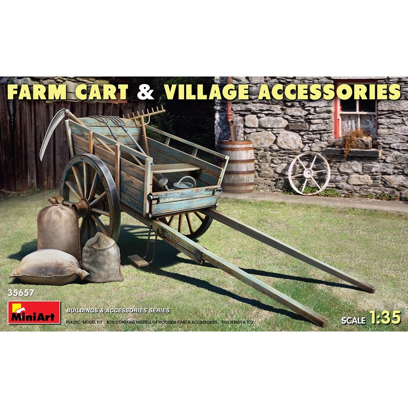 Miniart 1/35 scale FARM CART & VILLAGE ACCESSORIES