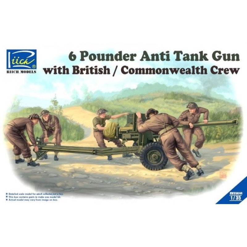 RIICH 1/35 WW2 British 6 Pounder Infantry Anti-tank Gun with Crew