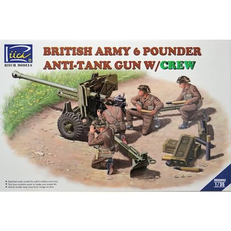 RIICH 1/35 WW2 British 6 pounder M2 carriage + 4 Figures