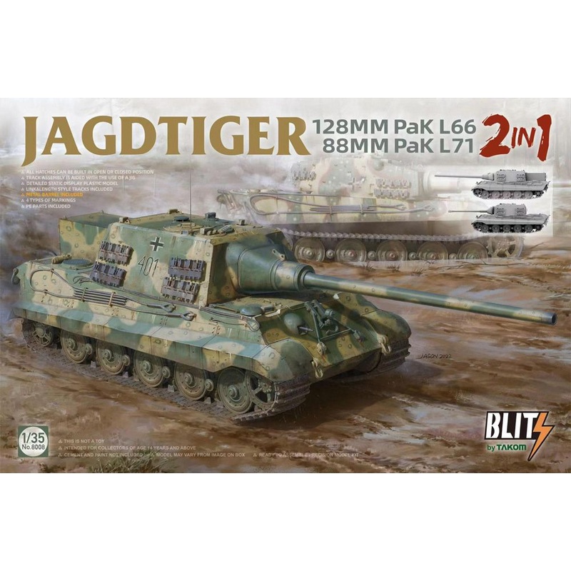 Takom 1/35 Jagdtiger 2 in 1 128mm PaK L66 / 88mm PaK L71 Blitz Kit # 08008