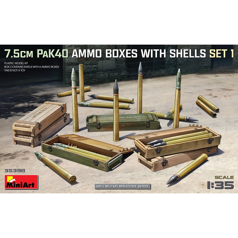 Miniart 1/35 WW2 7.5CM PAK.40 AMMO BOXES WITH SHELLS SET 1