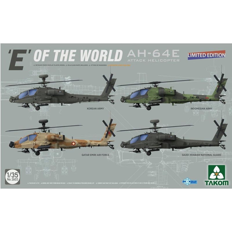 Takom 1/35 Boeing AH-64E Attack Helicopter (Limited Edition) E’ of the World