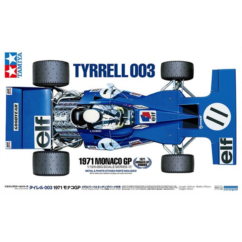 Tamiya 1/12 Tyrrell 003 1971 Monaco GP – w/Photo Etched Parts # 12054