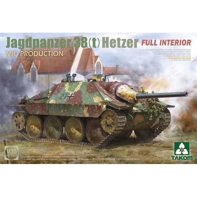 TAKOM 1/35 WW2 German tank Jagdpanzer 38(t) Hetzer MID w/ Full Interior