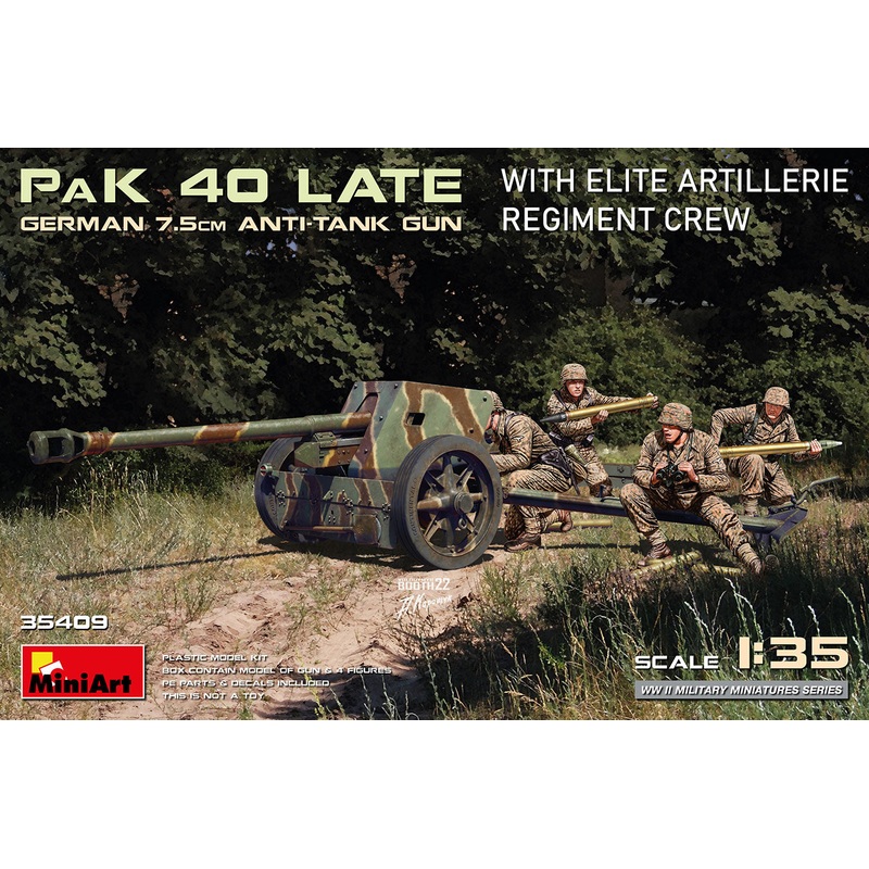 Miniart 1/35 WW2 GERMAN 7.5CM ANTI-TANK GUN Pak 40 LATE WITH WAR FIGURES