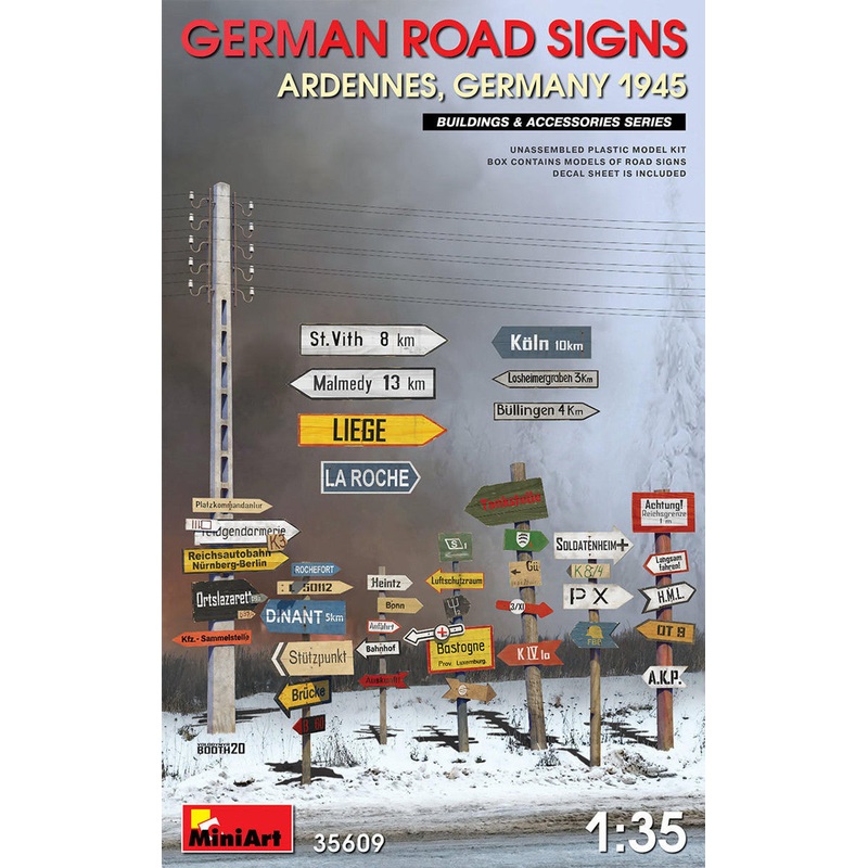 Miniart 1/35 WW2 German Road Signs WWII (Ardennes, Germany 1945)