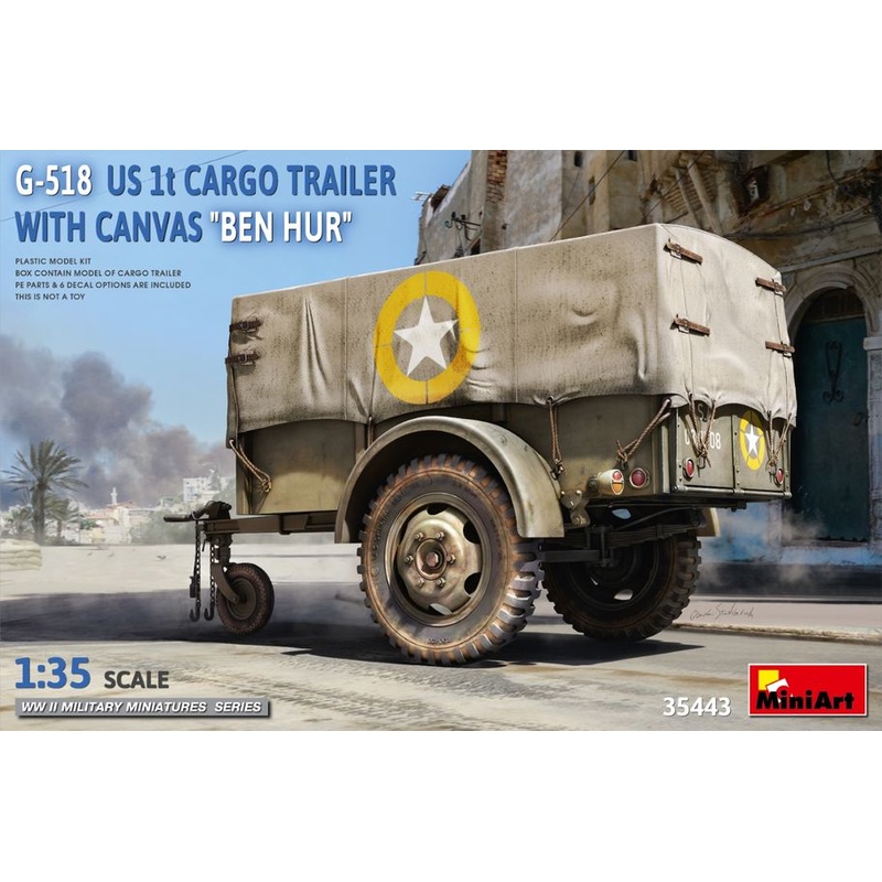 Miniart 1/35 WW2 US G-518 US 1t CARGO TRAILER WITH CANVAS BEN HUR