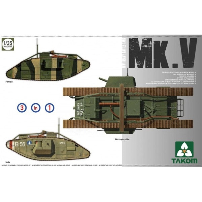 TAKOM 1/35 WWI Heavy Battle Tank Mk V