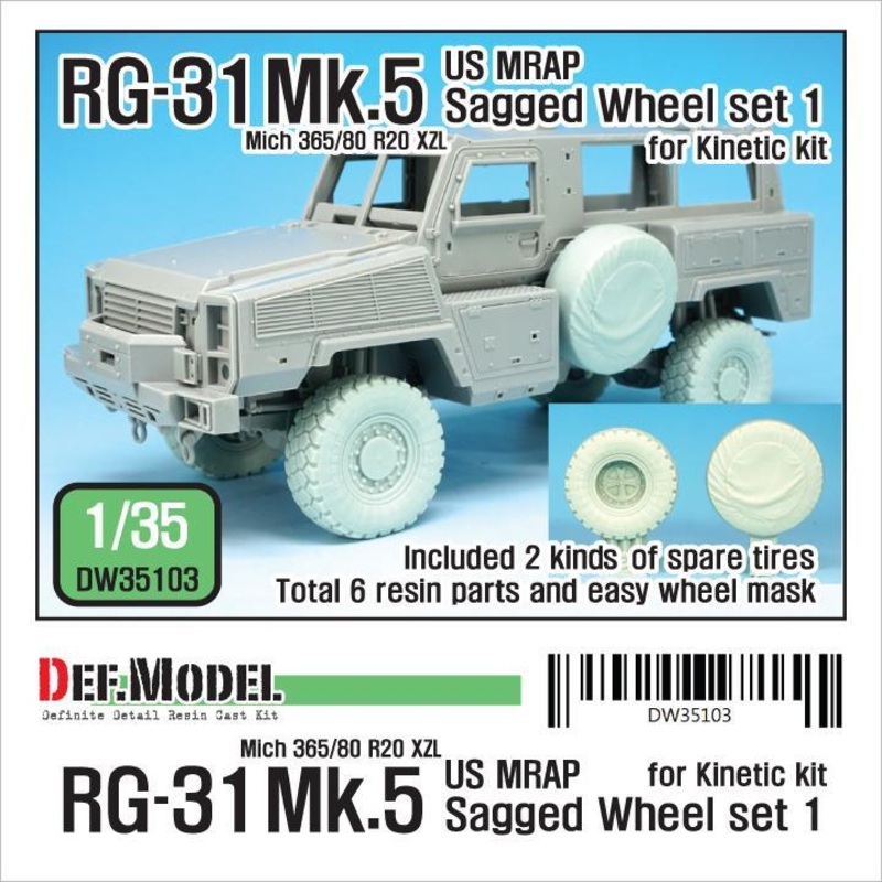 1/35 scale model kit RG-31 Mk.5 Sagged Wheel set (for Kinetic 1/35)