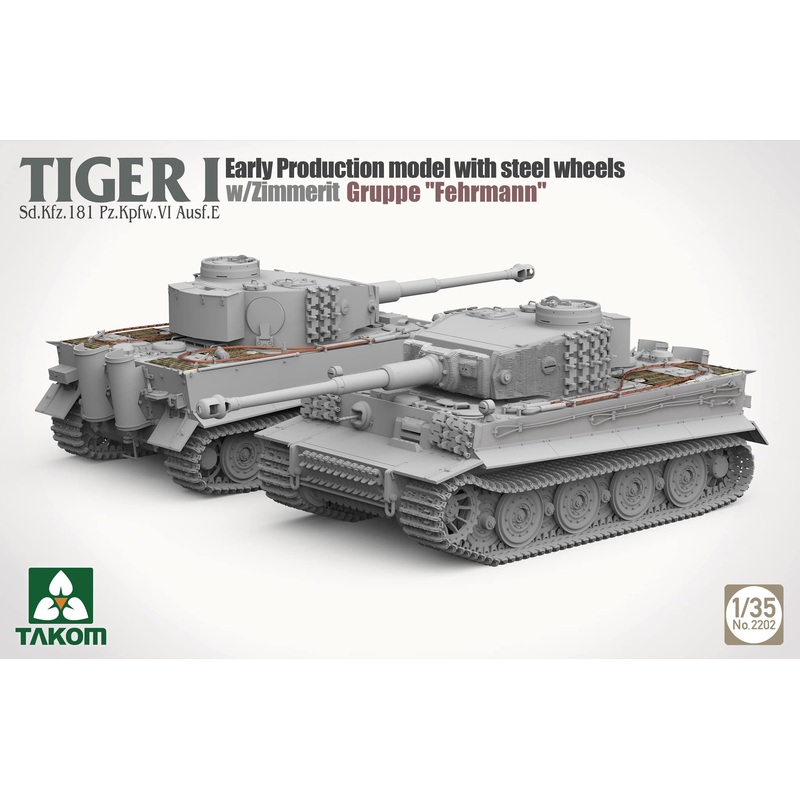 TAKOM 1/35 WW2 German Tiger I Early Production with Steel Wheels and Zimmerit Gruppe Fehrmann