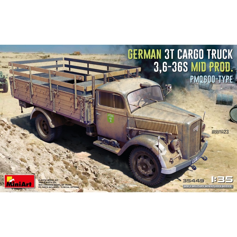 Miniart 1/35 WW2 GERMAN 3T CARGO TRUCK 3,6-36S MID PROD. PMQ600-TYPE