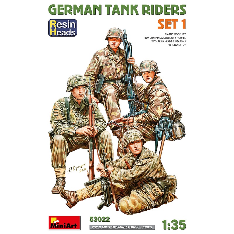 Miniart 1/35 WW2 GERMAN TANK RIDERS SET 1. RESIN HEADS