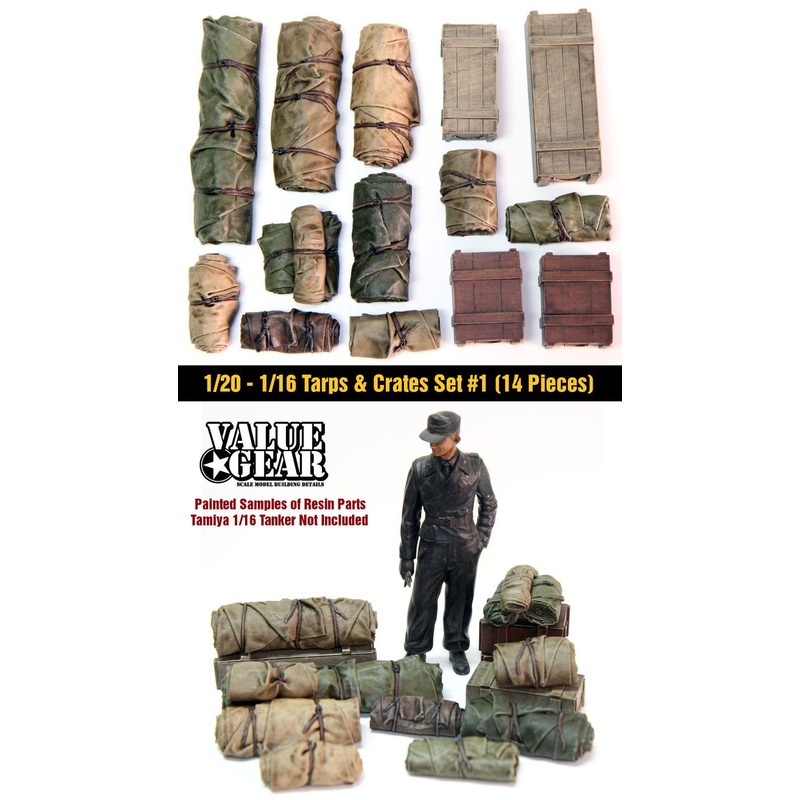 1/16 Scale Universal/Generic Tarp Rolls Crates #1 (14 Pieces)