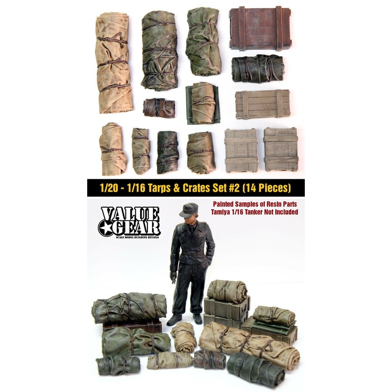 1/16 Scale Universal/Generic Tarp Rolls Crates #2 (14 Pieces)