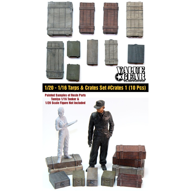 1/16 Scale Universal/Generic Wooden Crates Set #1 10 Pieces Valuegear