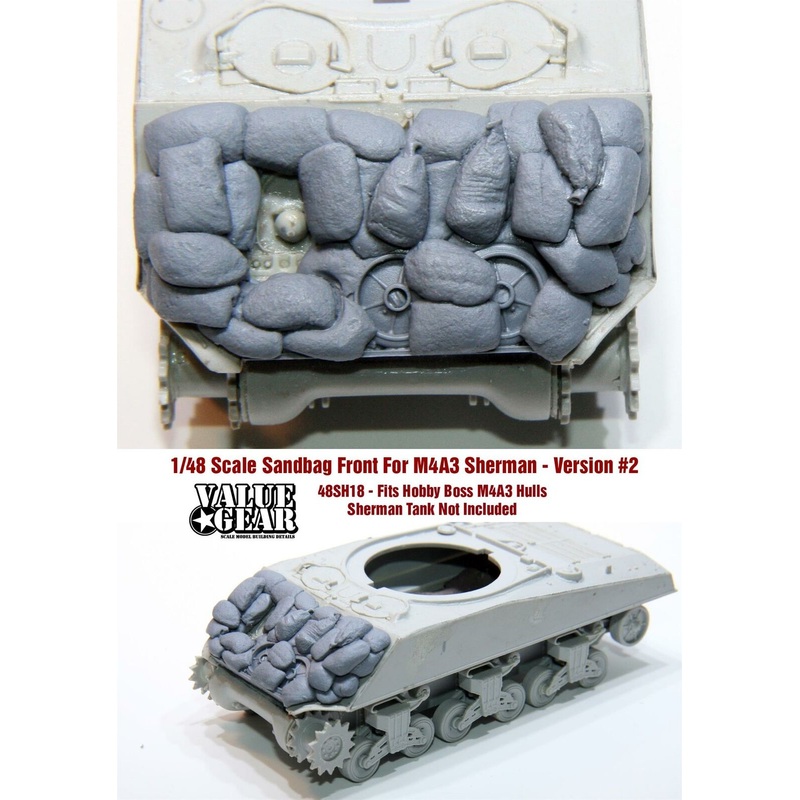 1/48 scale resin model 48SH18 Sandbag Fronts For M4A3 Version 2 – Hobby Boss M4A3 Kits