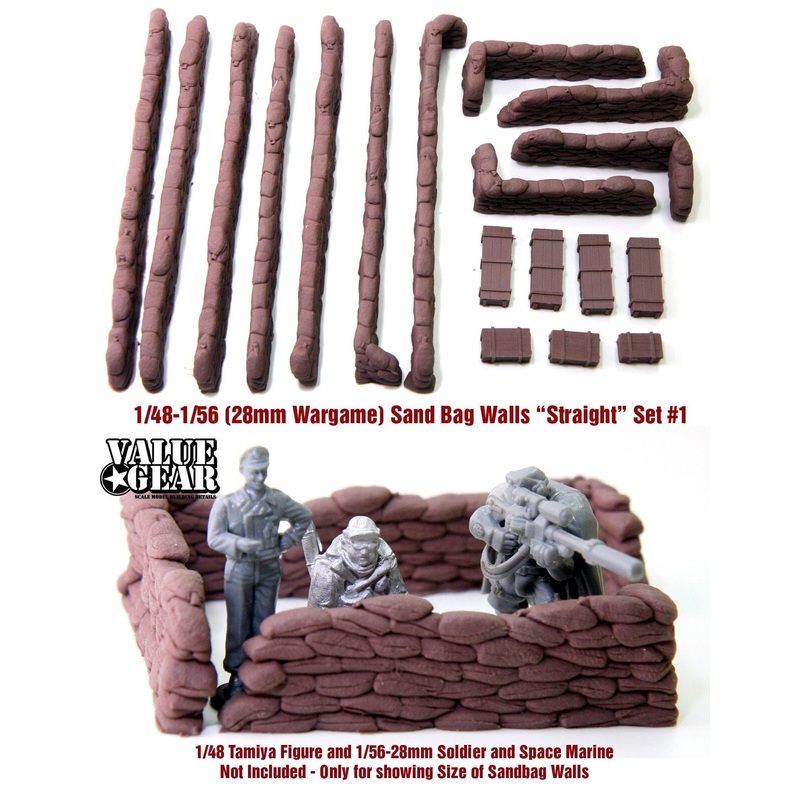 1/48 Scale resin model Sandbag Walls Straight Set #1