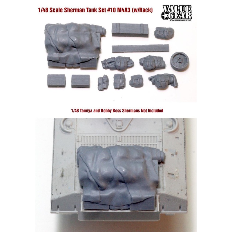 1/48 Scale resin stowage set Sherman Tank Set #10 Fits M4A3 tanks with rear rack.
