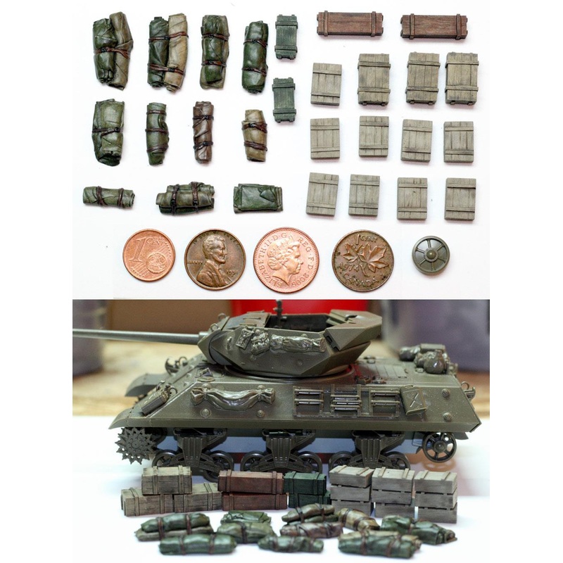 1/56 scale, 28mm Wargaming Tents, Tarps & Crates #1 (27 Pieces)