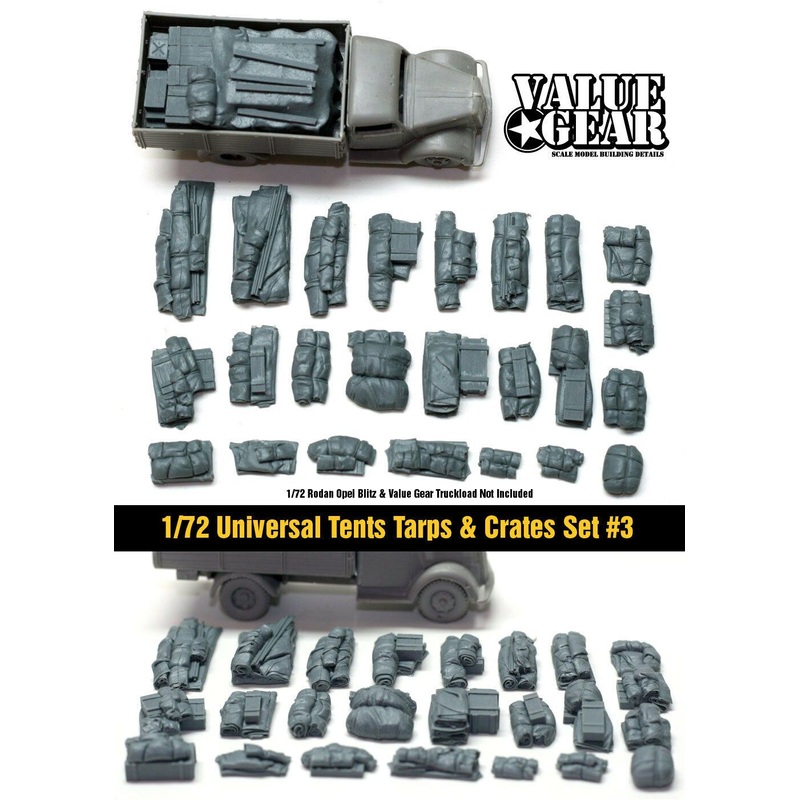 1/72 scale 72003 Tents, Tarps & Crates #3 (24 Pieces) Valuegear