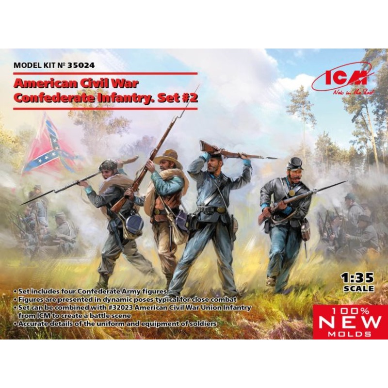 ICM 35024 American Civil War Confederate Infantry Set No.2 1:35 Model