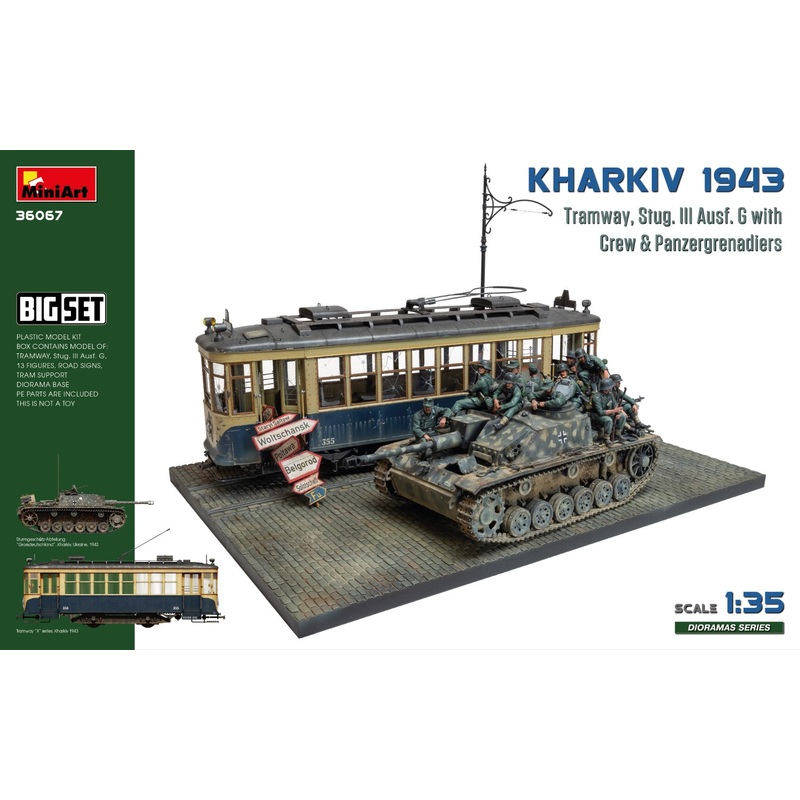Miniart 1/35 WW2 Kharkiv 1943: Tram & Stug. III Ausf. G w/Crew. BIG SET