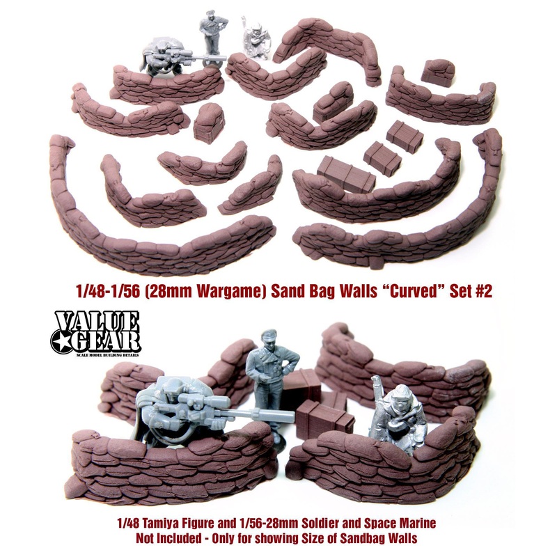 1/48 Scale resin model Sandbag Walls Curved Set #2