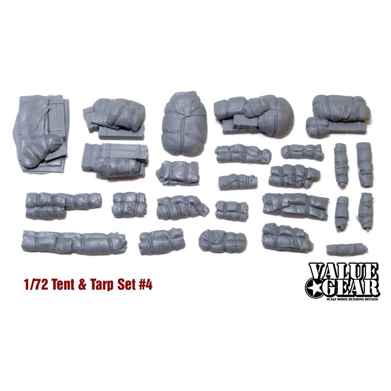 1/72 Scale resin Tents, Tarps & Crates #4 (25 Pieces)