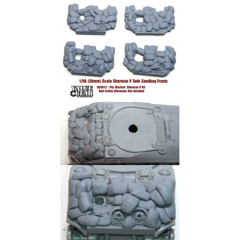 28mm (1/56 scale) 56SH12 Sandbag Fronts for Sherman V (4 pack) (Warlord Kit)