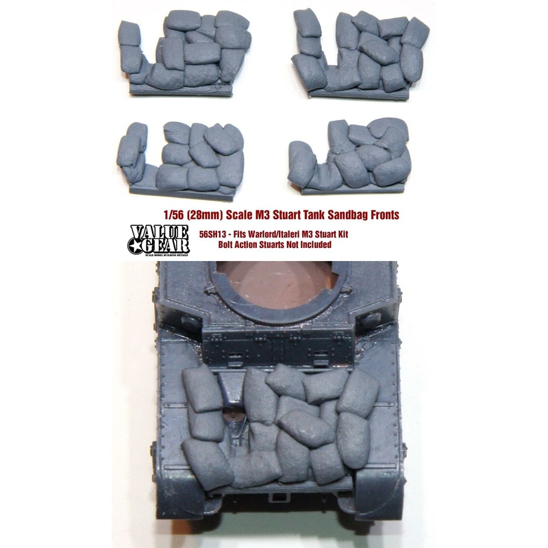 28mm (1/56 scale) 56SH13 Sandbag Fronts for M3 Stuart (4pack) (Warlord/Italeri Kit)