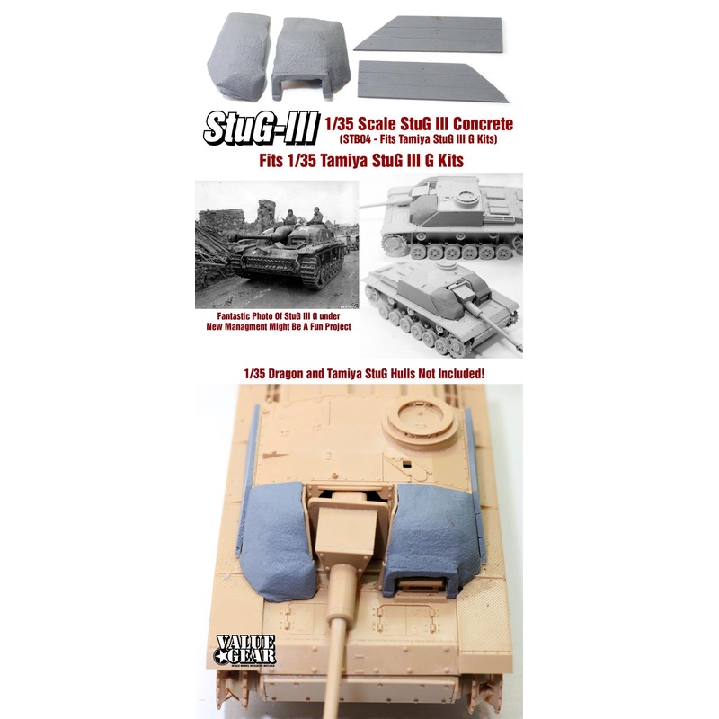 STB04 StuG III Concrete & Wood Armour. For 1/35 Tamiya StuG III G (35197) only.