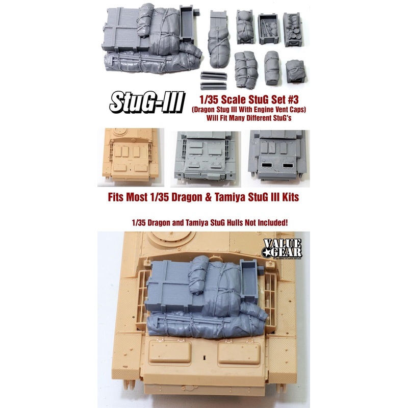 StuG Stowage Set #3. Fits All 1/35 Dragon & Tamiya StuG III E/F/F8/G Kits and others.