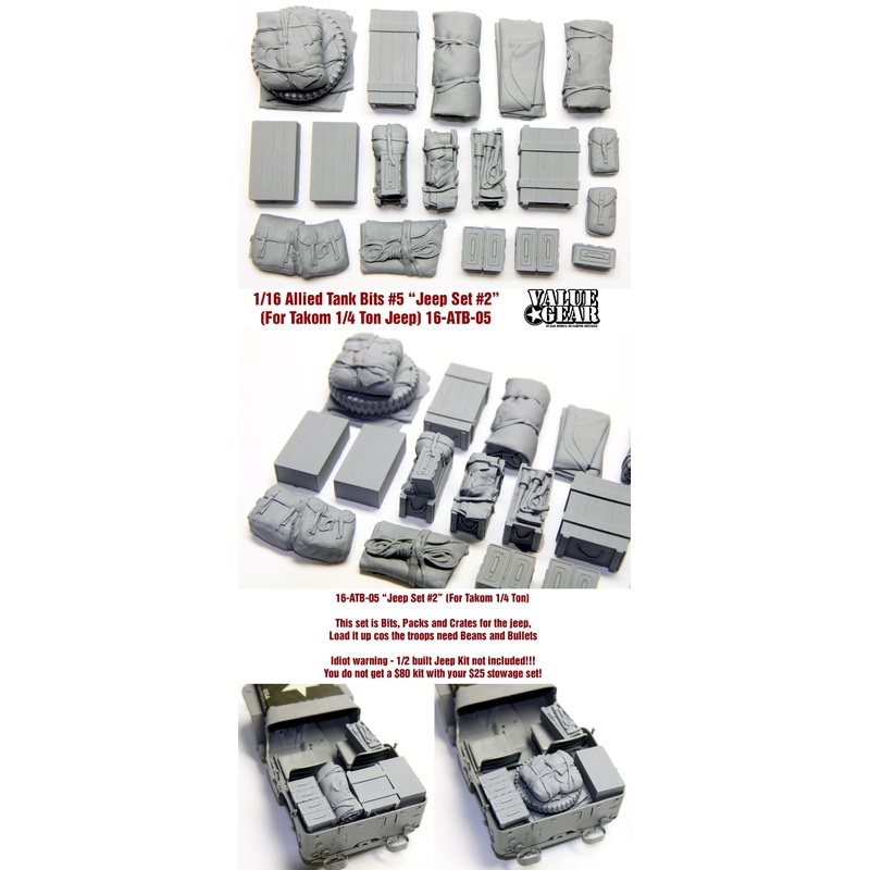 Value Gear 1/16 ATB-05 WWII 4×4 Utlity Jeep Stowage Set #2 for Takom kit