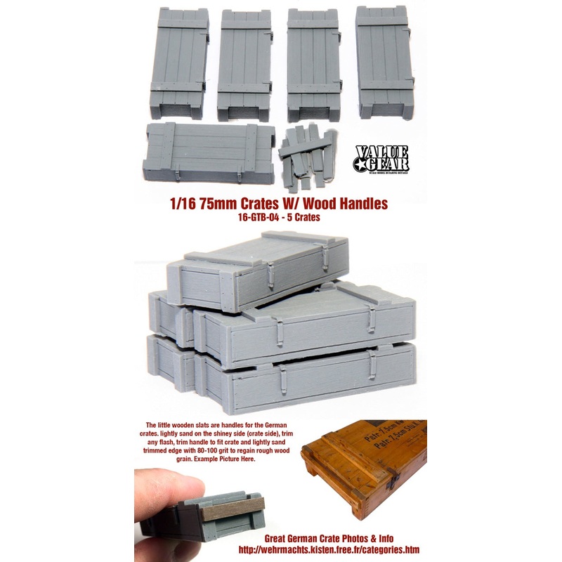 ValueGear 1/16 German 75 MM Crates (Wood Handles 5 Crates)