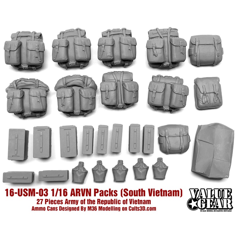 Valuegear 1/16 scale Vietnam ARVN & Butt Packs (Packs & Canteens)