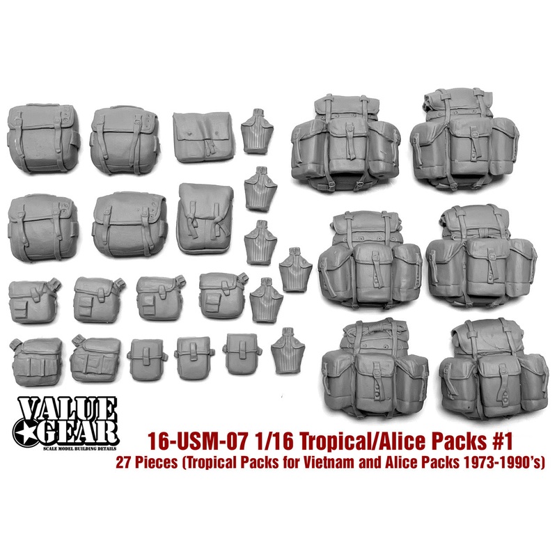 Valuegear 1/16 scale Vietnam Tropical/Alice & Butt Packs #1 (Packs & Canteens)