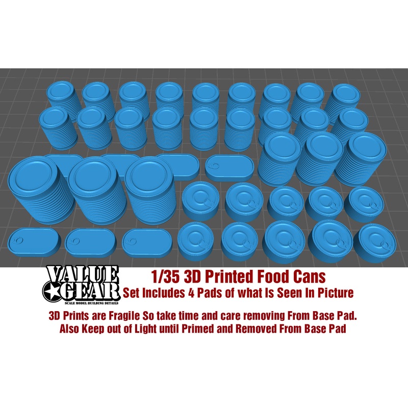 Valuegear 1/35 scale 3D Printed Food Cans WW2 US rations