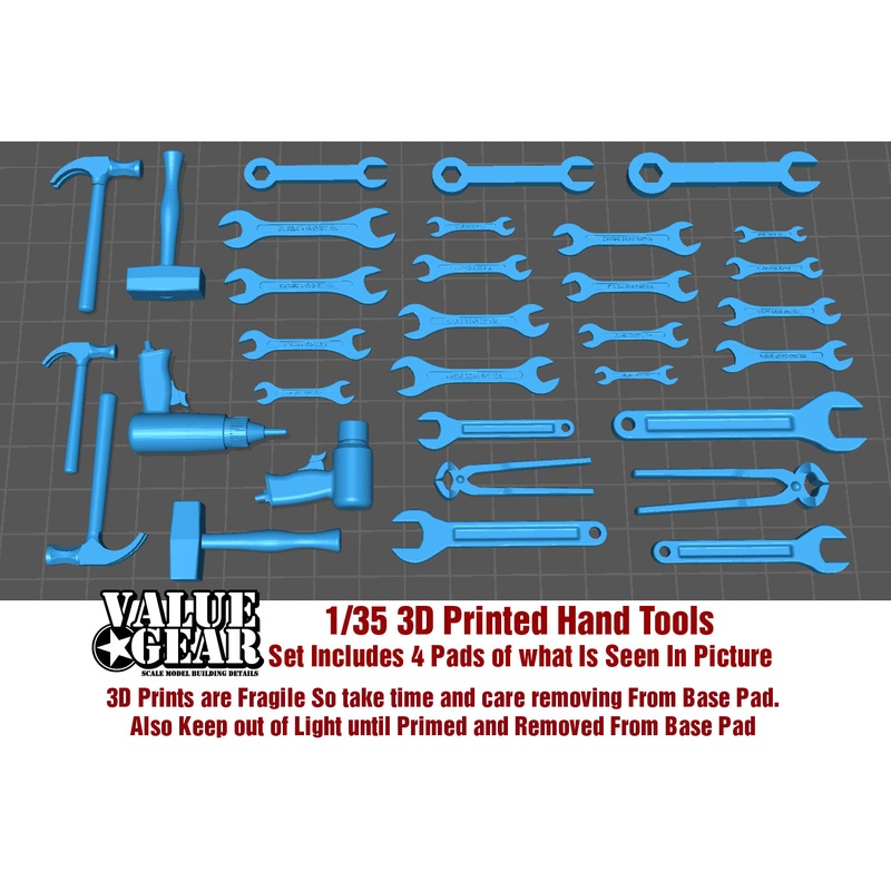 Valuegear 1/35 scale 3D Printed Hand Tools spanners and wrenches
