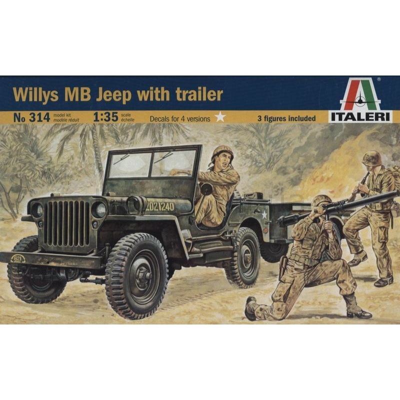 Italeri 1/35 scale Willys MB Jeep with Trailer