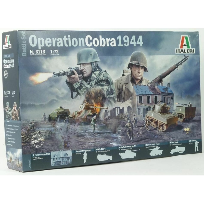 ITALERI 1/72 FIGURES, TANKS + BUILDINGS SET ‘OPERATION COBRA’