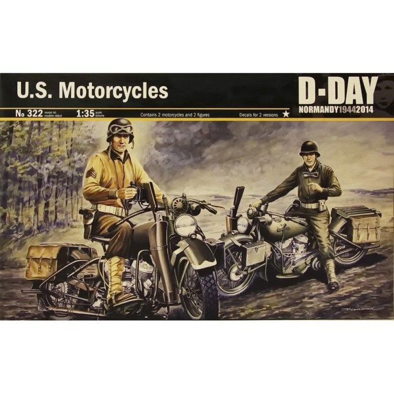 Italeri 1:35 WW2 U.S. Motorcycles WWII D-Day series